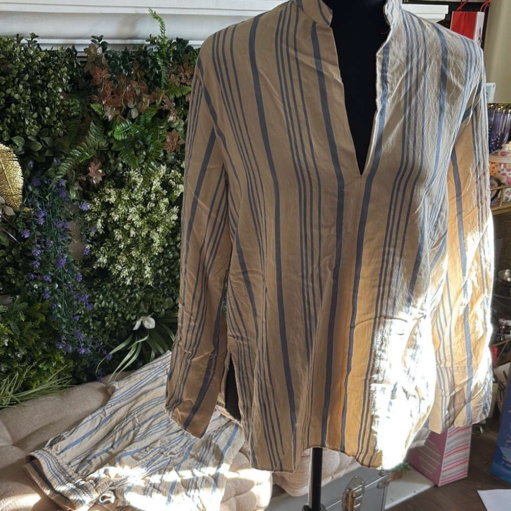 Striped Blue and Tan Women's Jacket